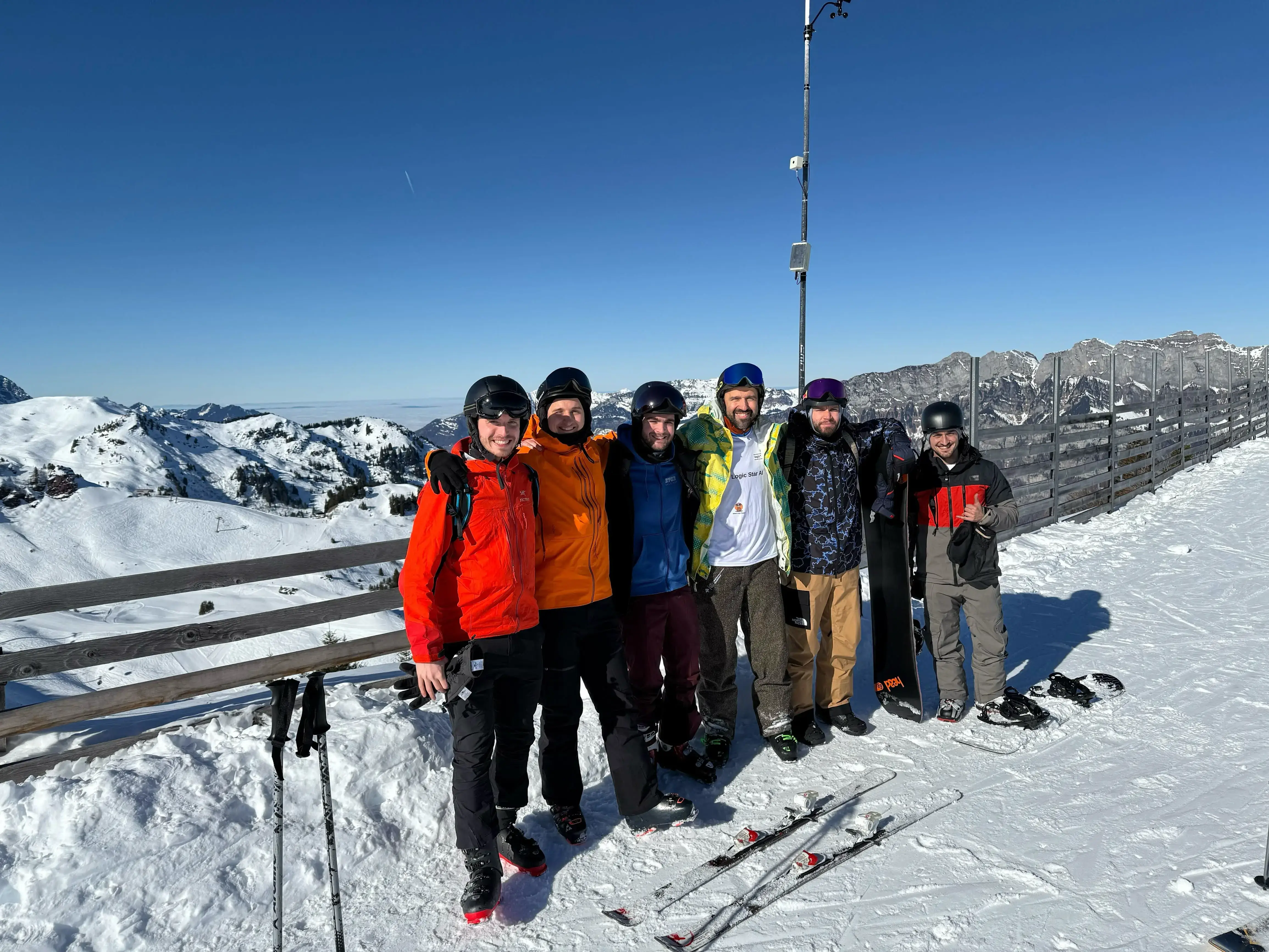The LogicStar team skiing together