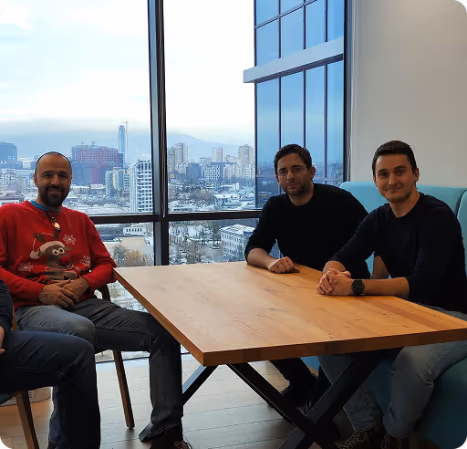 The LogicStar team at a holiday gathering at INSAIT headquarters